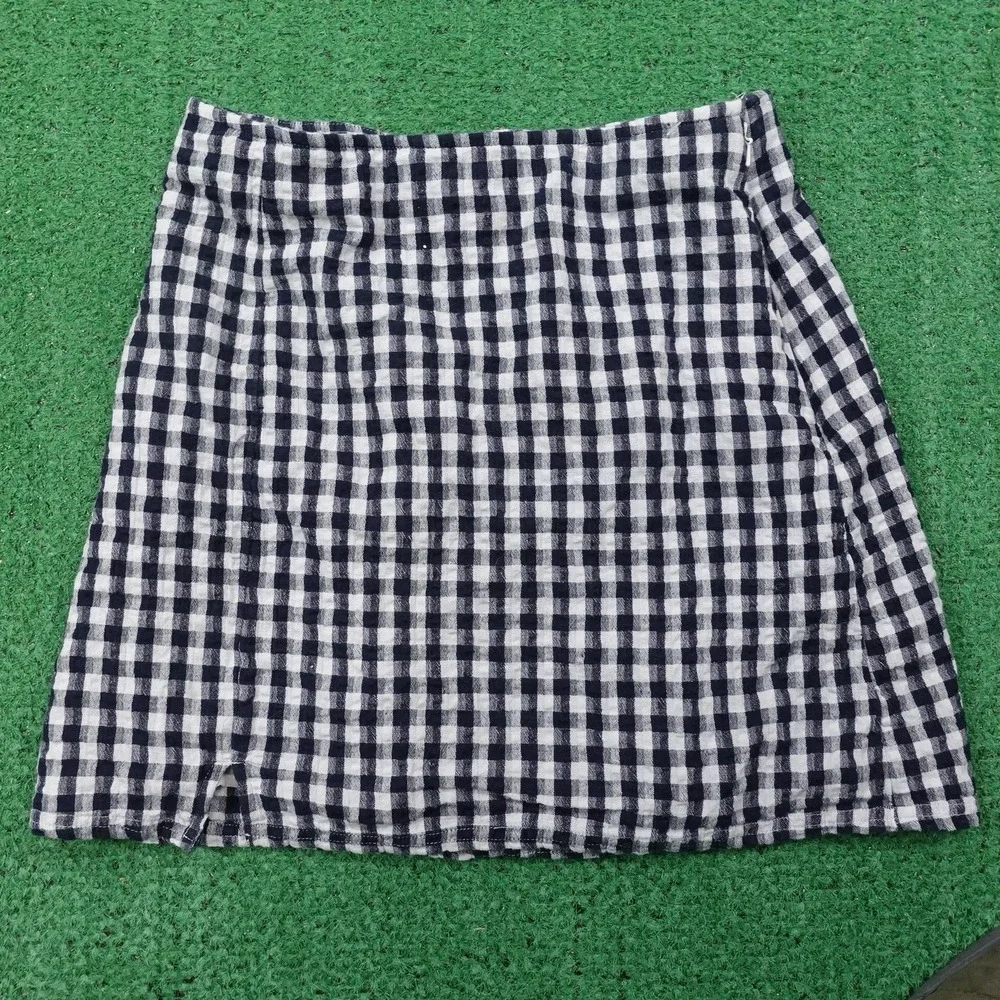 American Eagle Skirt Womens Small‎ Black White Gingham Check Mini Lined Casual